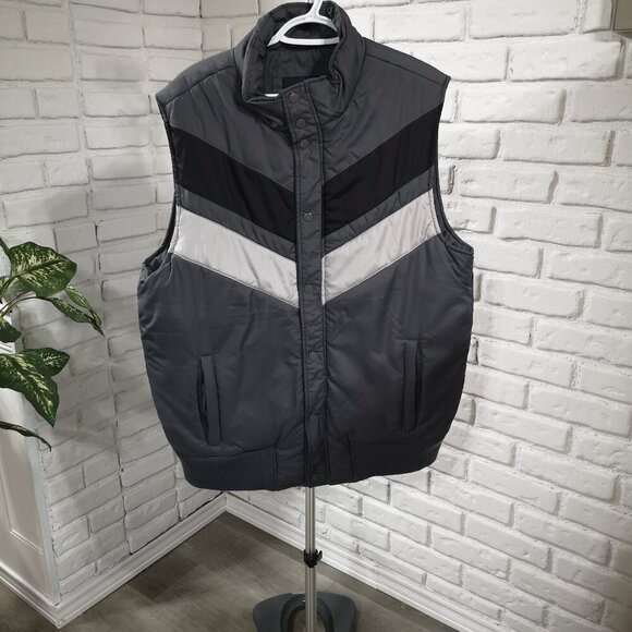 Canyon River Blues Men's Size Large Grey/Brown/White Puffy Vest - Picture 1 of 9